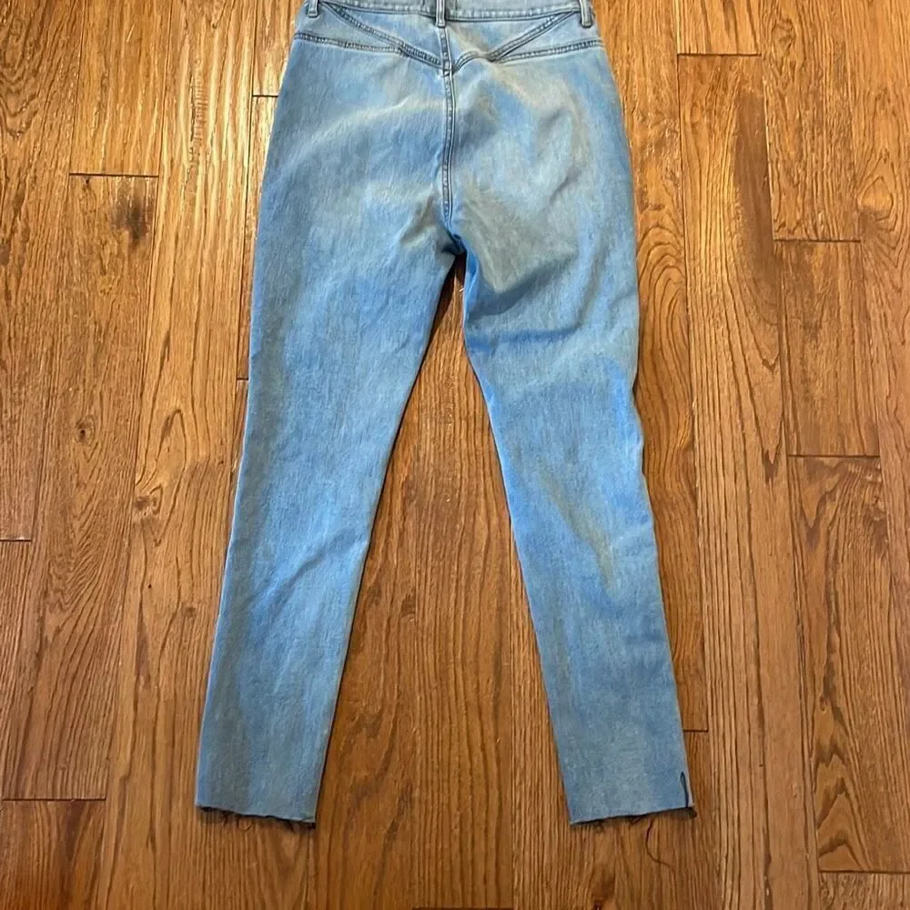 Express super high rise skinny seam front raw hem jeans 4 - Picture 11 of 12